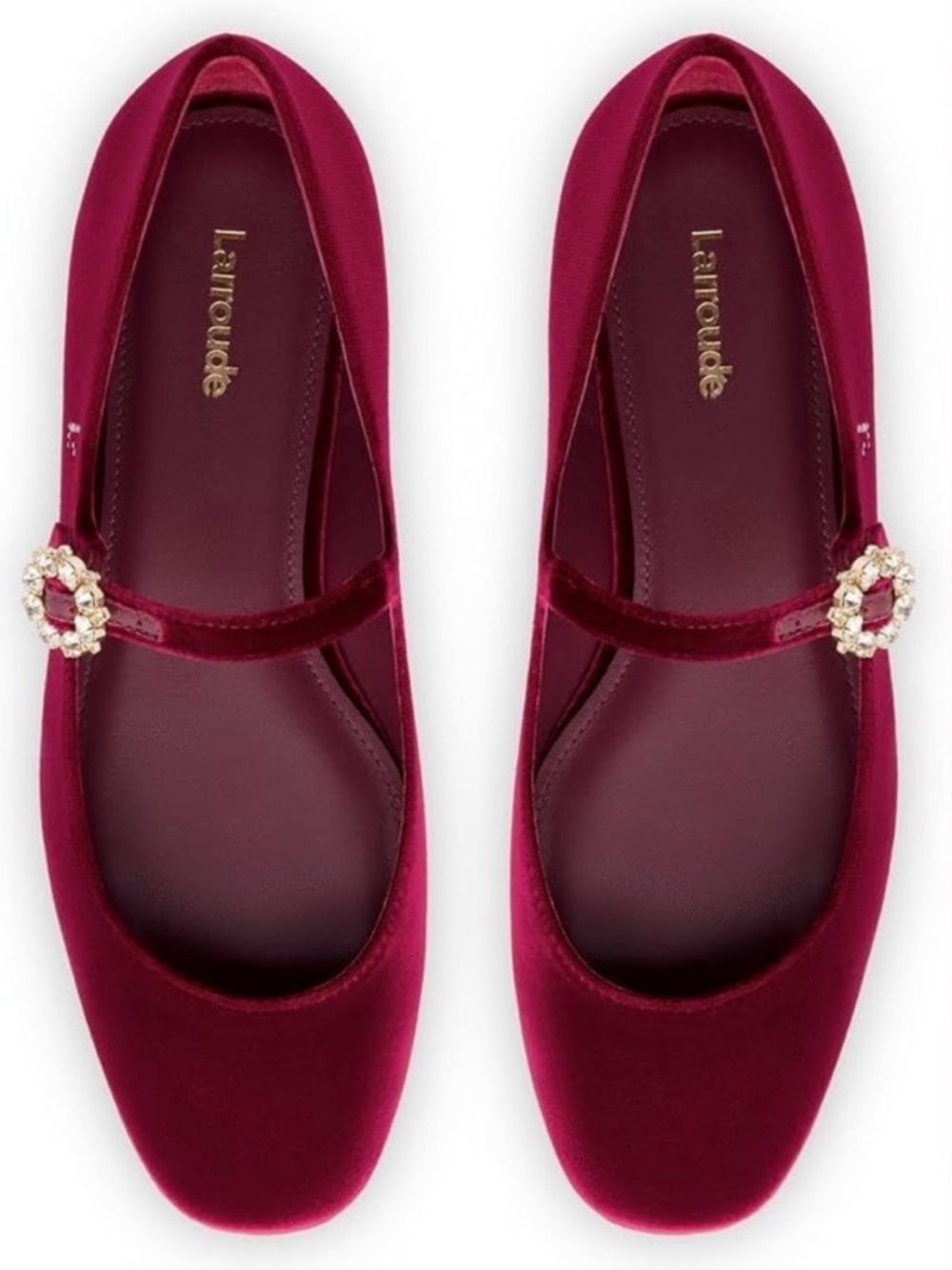 Larroude Blair Ballet Flat In Wine Velvet NWT & Box